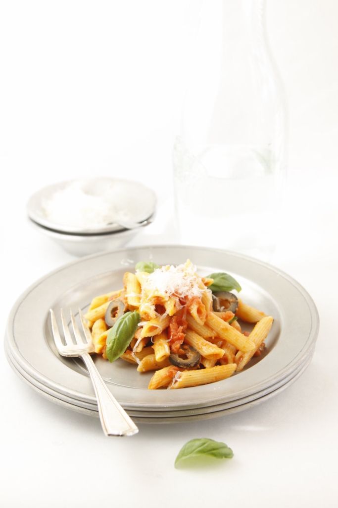 Penne with Tomatoes and Olives www.bellalimento.com